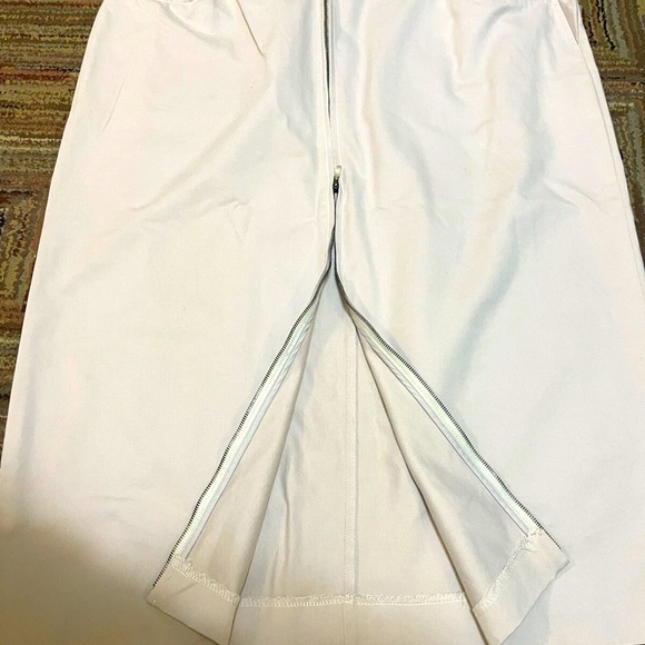 MARINA RINALDI Cotton cream/ grey Pensil Skirt zip Sz 25 / 16 US Midi Italy - Picture 5 of 9